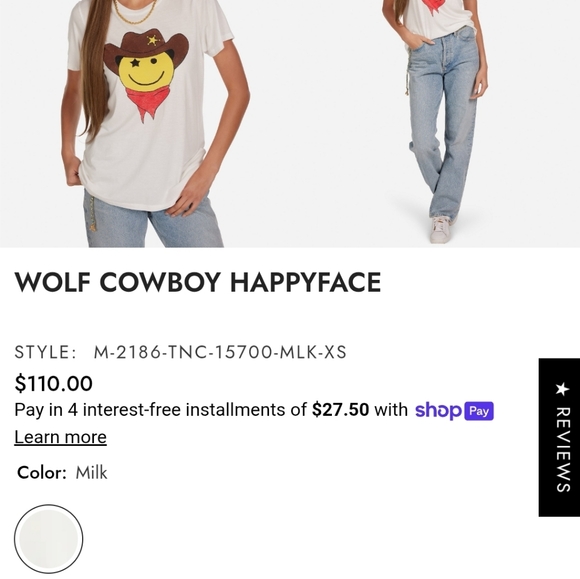 Lauren Moshi Wolf Cowboy Happy Face tee - Picture 5 of 12